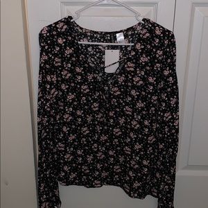 Women’s floral blouse with tie-up front